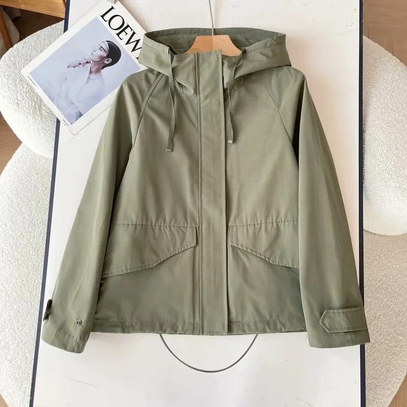 

Windbreaker Coat Women Spring Autumn 2026New Fashion Solid Hooded Short Jacket Ladies Loose Versatile Casual Overwear Female Top