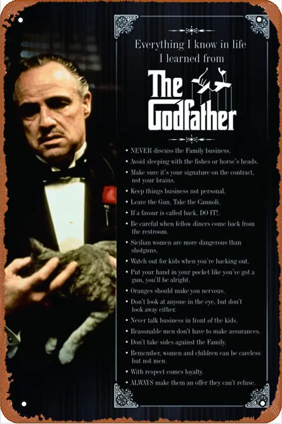 Ysirseu The Godfather Everything I Know Comic 8x12 Inches Metal Sign Vintage Look, Dominic Wall Decor for Bars,Garage,Cafes,Pubs