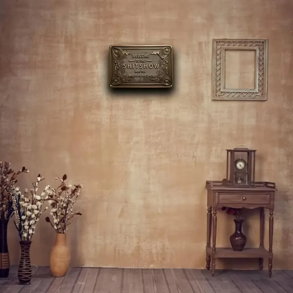 لافتة حائط من القصدير "مرحبًا بكم" من BARDECORPRO |   1 قطعة، تصميم عتيق مضحك |   ألومنيوم كثيف منقوش، مثالي للحانات والمحلات التجارية والساحات