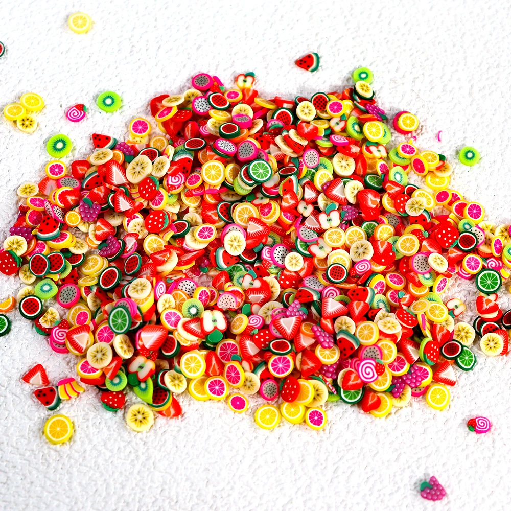 12Grids 3D Cartoon Fruit Slices Nail Art Decorations Soft Clay Watermelon,Strawberry,Lemon Slice Nail Charms Manicure Accesories