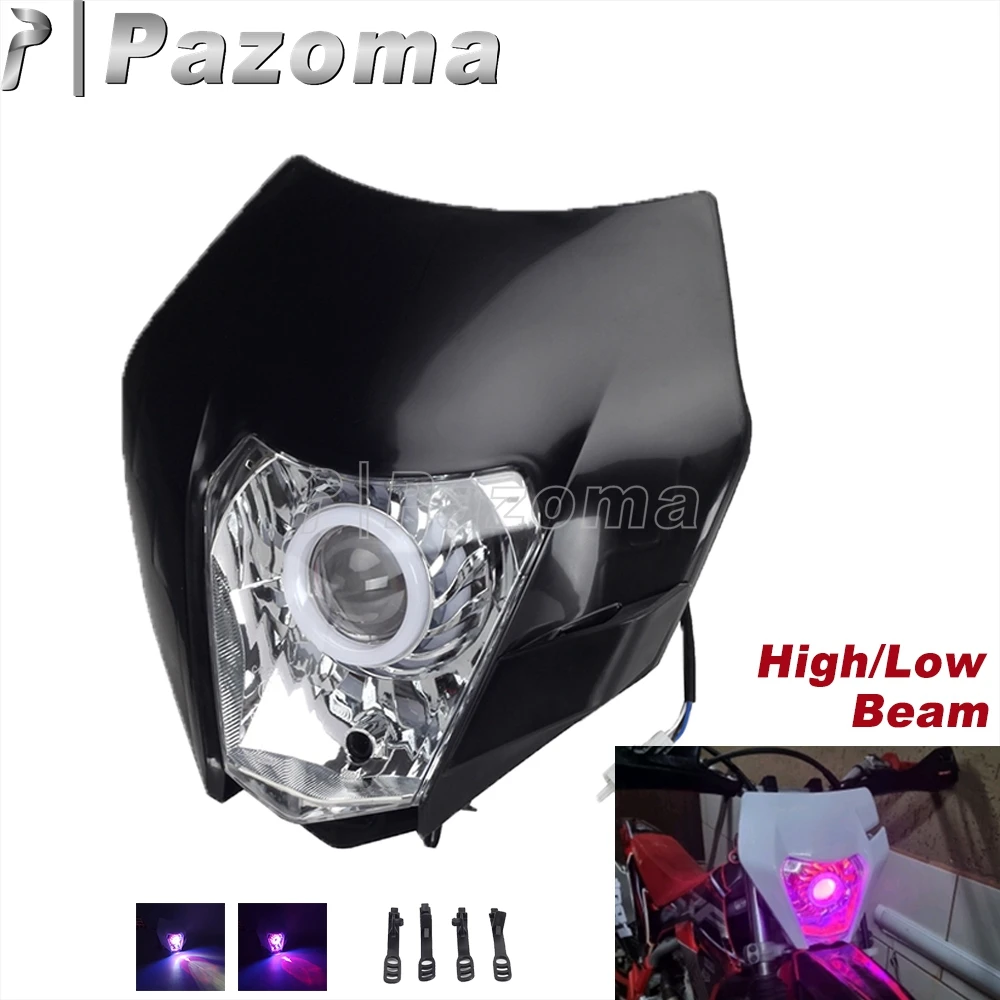 

Dirt Bike Front LED Head Lamp Plate Angel Eyes DRL Headlight For 450 500 EXC FC FE TC TE TX FX 125 150 200 250 300 350 450 501