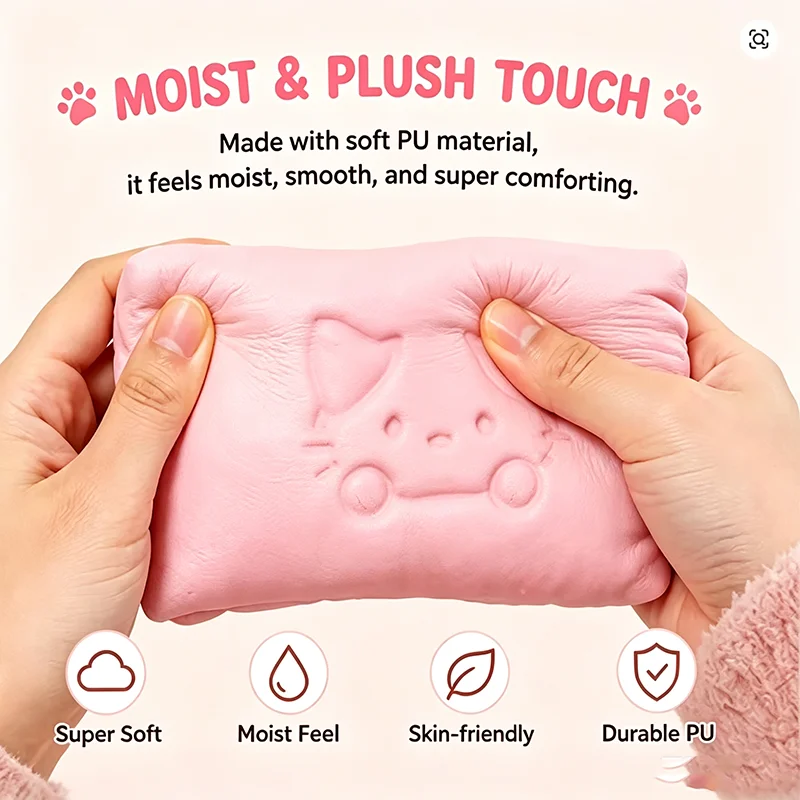 Squishy Simulated Cat Pillow Squeeze Toy Decompression Slow Rebound Adult Anti-anxiety Dough Sensory Fidgety Decorative Toy Gift