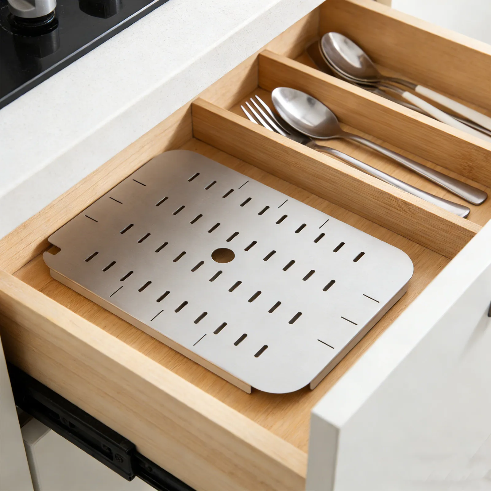 Half Size Stainless Steel Steam Table Pan False Bottom Hotel Pan Insert 10.4x8inch Buffet Catering Drain Tray Kitchen Drying