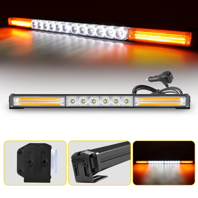 

High power 6LED+COB light bar flashing 3 segments car center light bar warning light roof light strobe light clearing the road