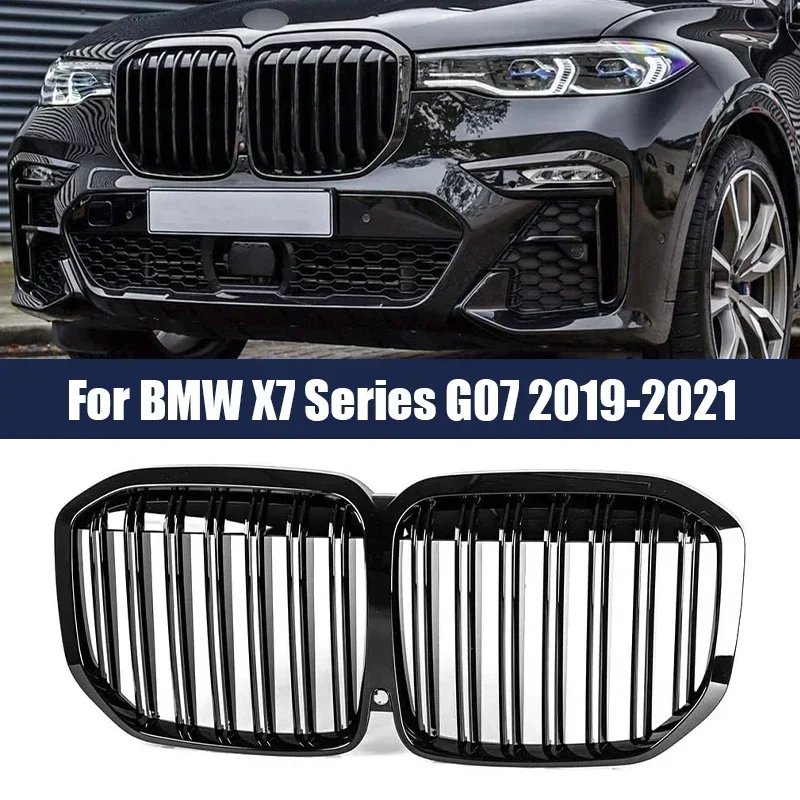 

Car Front Kidney Grille for BMW X7 Series G07 2019-2021 Single Double Slat Grill Glossy Black Front Hood Insert Replacement