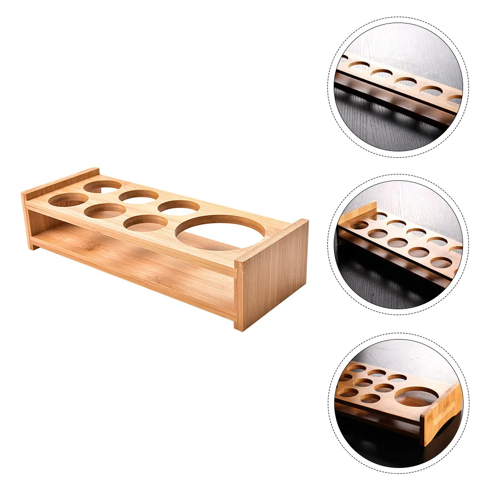 1Pcs Bamboo Whiskey Glasses Rack Simple Strong Structure Shot Glasses Holder Wine Cup Display Stand for Home Kitchen Pantry Bar