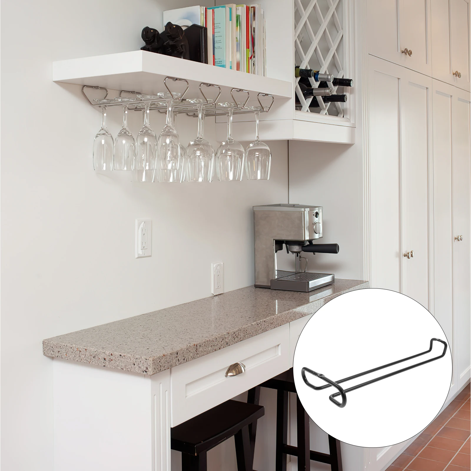 

Wine Glass Rack Bar Organizer Holder Racks Shelf Cabinet Goblet Wrought Iron Display