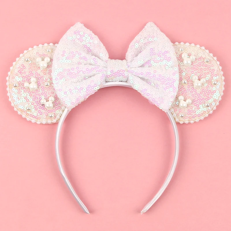 Mädchen 3,3 "Samt Maus Ohr Haarband Für Mädchen Haar Bögen Große Flip Pailletten Ohren DIY Kinder Haar Zubehör stirnband Boutique Mujer – Detail 8