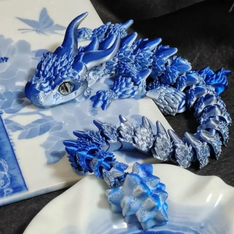 3D Printed 22CM Magic Dragon Movable Jointed Simulation Dragon for Desktop Decorations Adult Children Toys Crafts Gifts