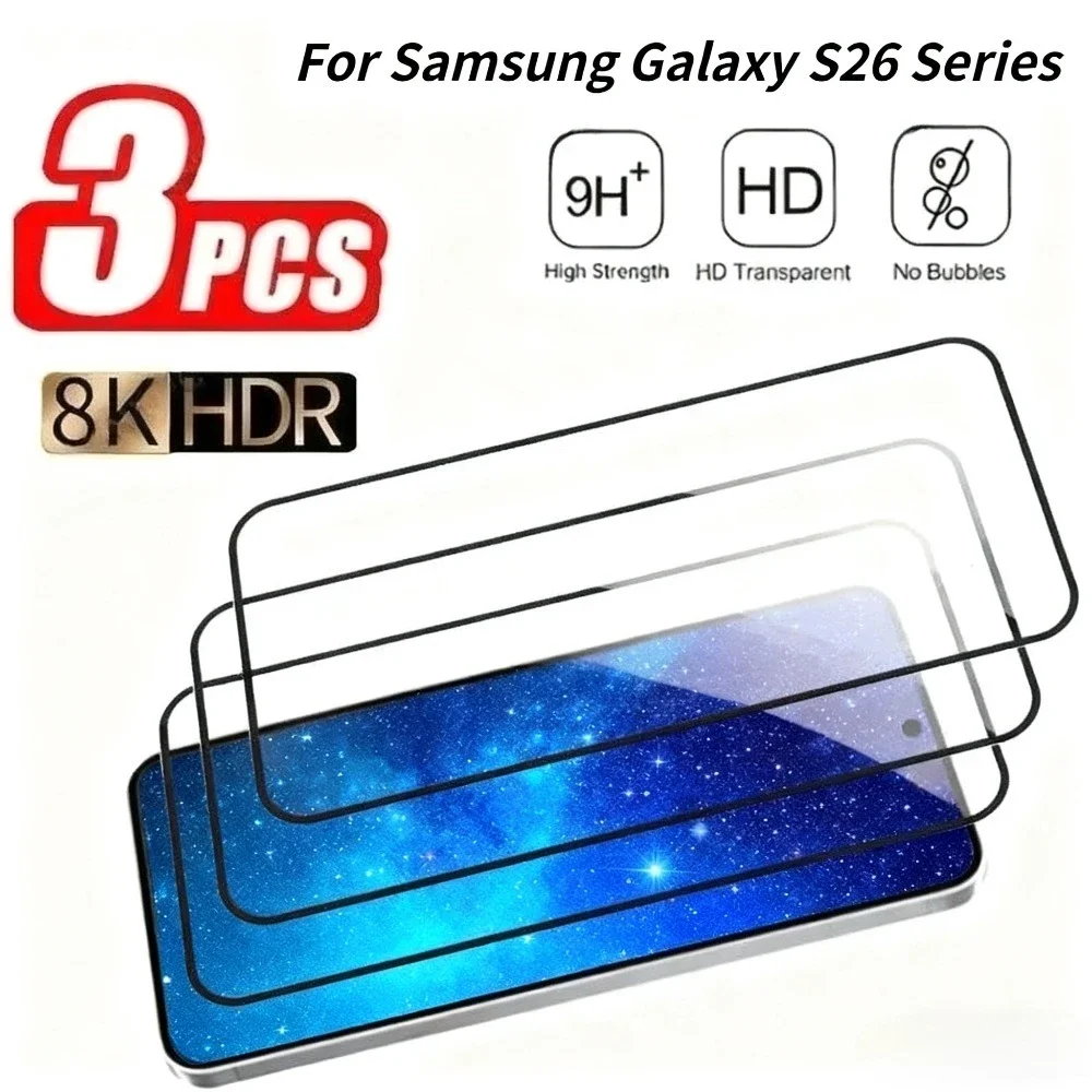 

3Pcs Full Coverage Screen Protector for Samsung Galaxy S26 S25 S24 S23 Ultra S22 S21 Plus S25 S23 S24 FE Ultra HD Tempered Glass