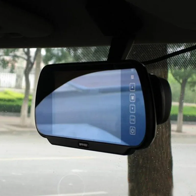 

Vehicle 7In Car LCD Mirror Monitor 1064x600 Parking Screen 2 AV Input Auto Display Assistance Used for Rear View Backup Camera