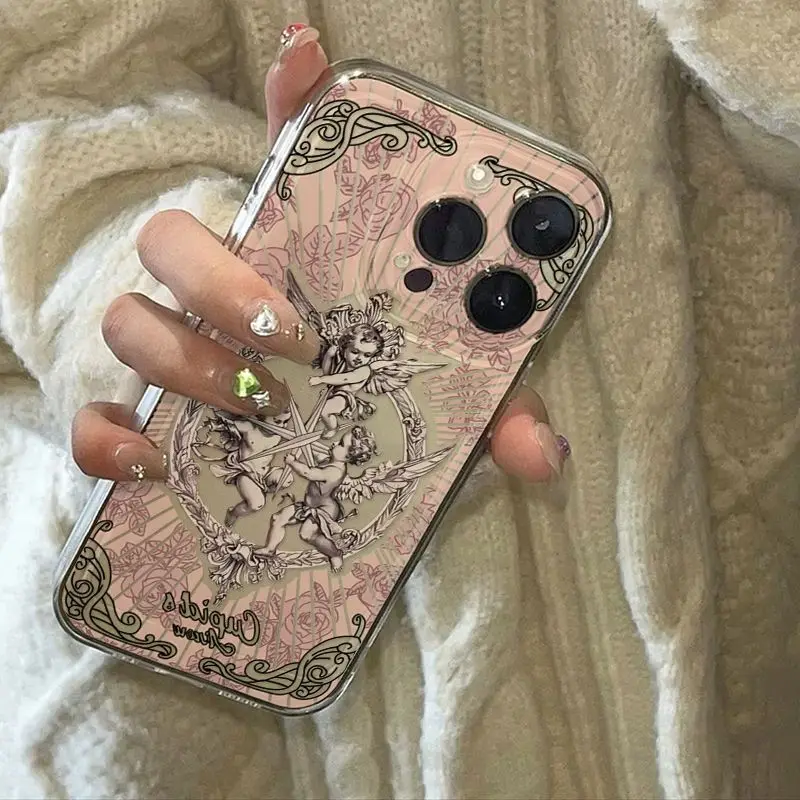 العصور الوسطى ريترو كيوبيد الملاك قضية الهاتف آيفون 16 15 14 13 12 11 Mini Pro Max X XR XSMax 7 8 Plus SE2020 حافظة لهاتف Funda #4