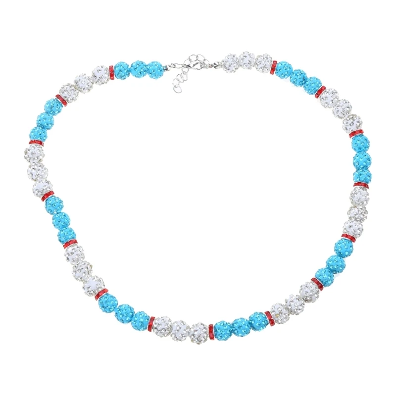 Athletic Necklace with Colorful Pendant Rhinestones Baseball Neckchain Jewelry