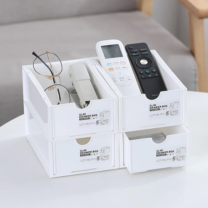 Drawer Storage Box, Desktop Riser Under-desk Organizer, Simple Cosmetic & Stationery Container for Dorm Students