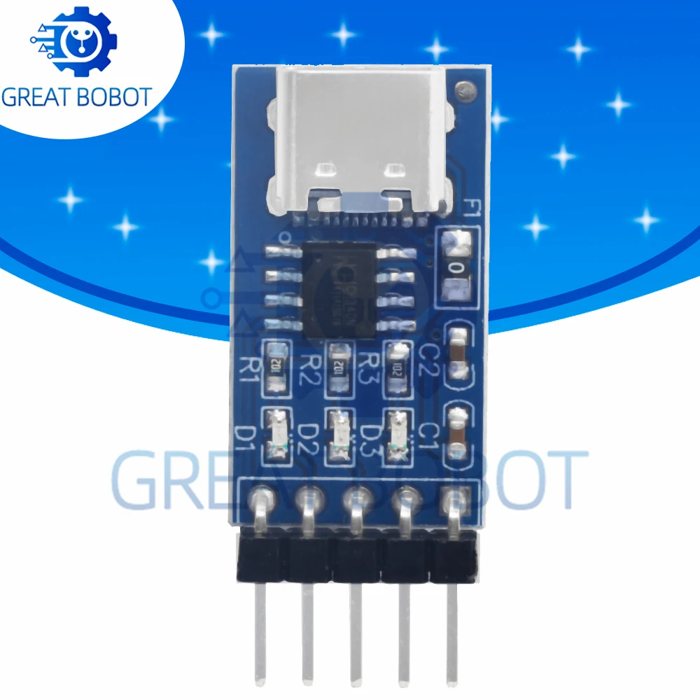USB Type-C to TTL Serial Port Module with CH340N Chip (5V/3.3V Dual Voltage) for MCU Programming and Firmware Download