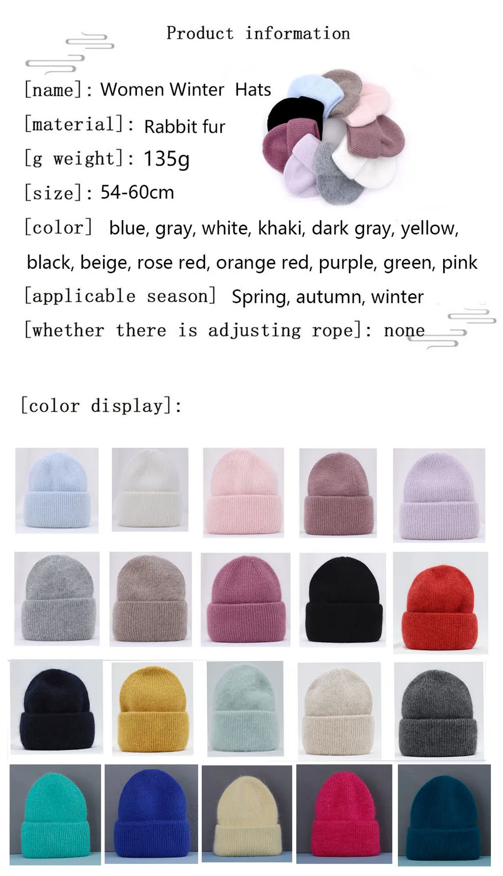 Heißer Verkauf Winter Hut Echt Kaninchen Fell Winter Hüte Für Frauen Mode Warme Beanie Hüte Frauen Solide Erwachsene Abdeckung Kopf Kappe – Detail 4