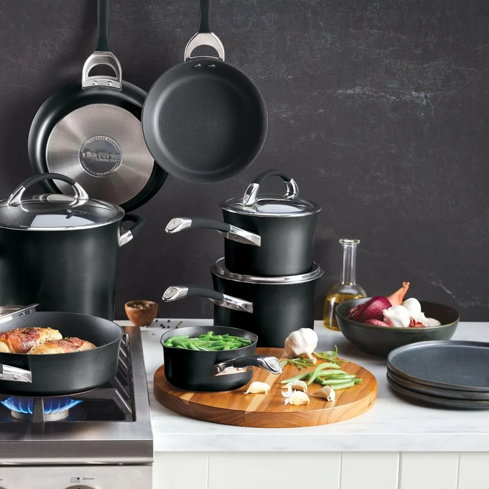 Kitchen Academy 12-Piece Non-Stick Cookware Set: Healthy Black Granite Induction Cookware