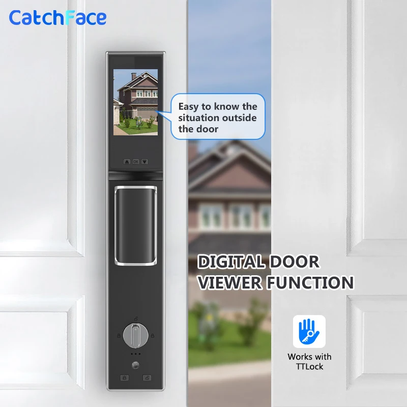 Camera TTLock Fully Automatic Electronic Fingerprint Front Door Security Lock Buletooth Digit Door Lock Viewer Doorbell