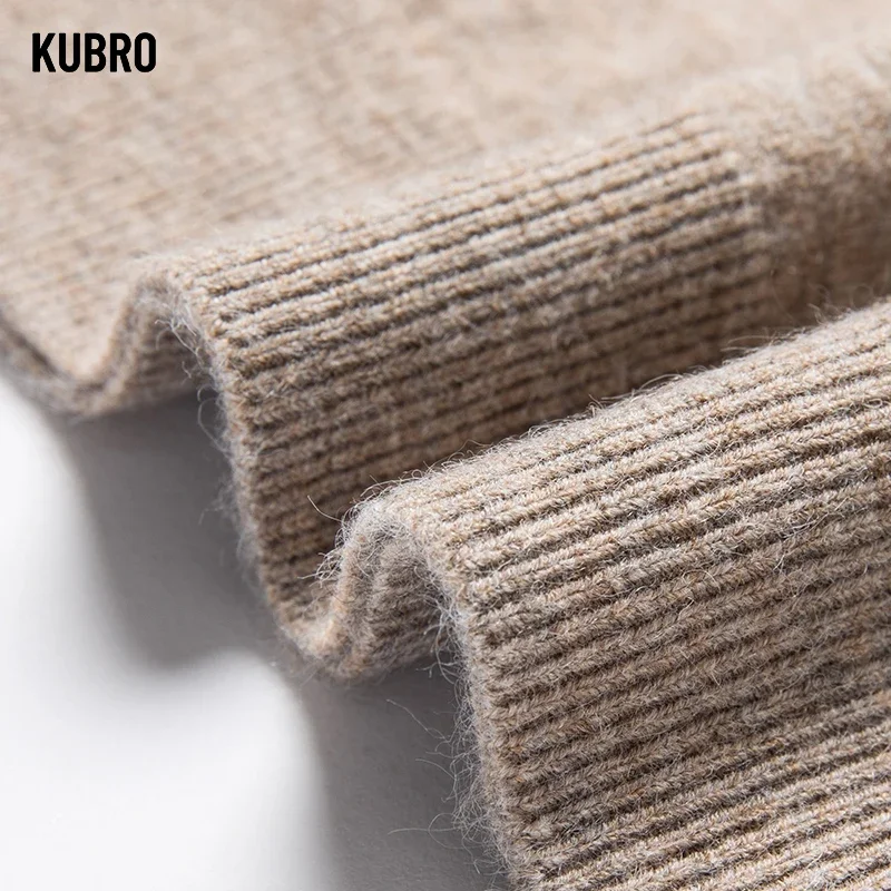 KUBRO Autumn Winter New Soft Cashmere Bottoming Shirt Solid Color Warm Comfortable Business Casual Fashion Wool Knitting Sweater