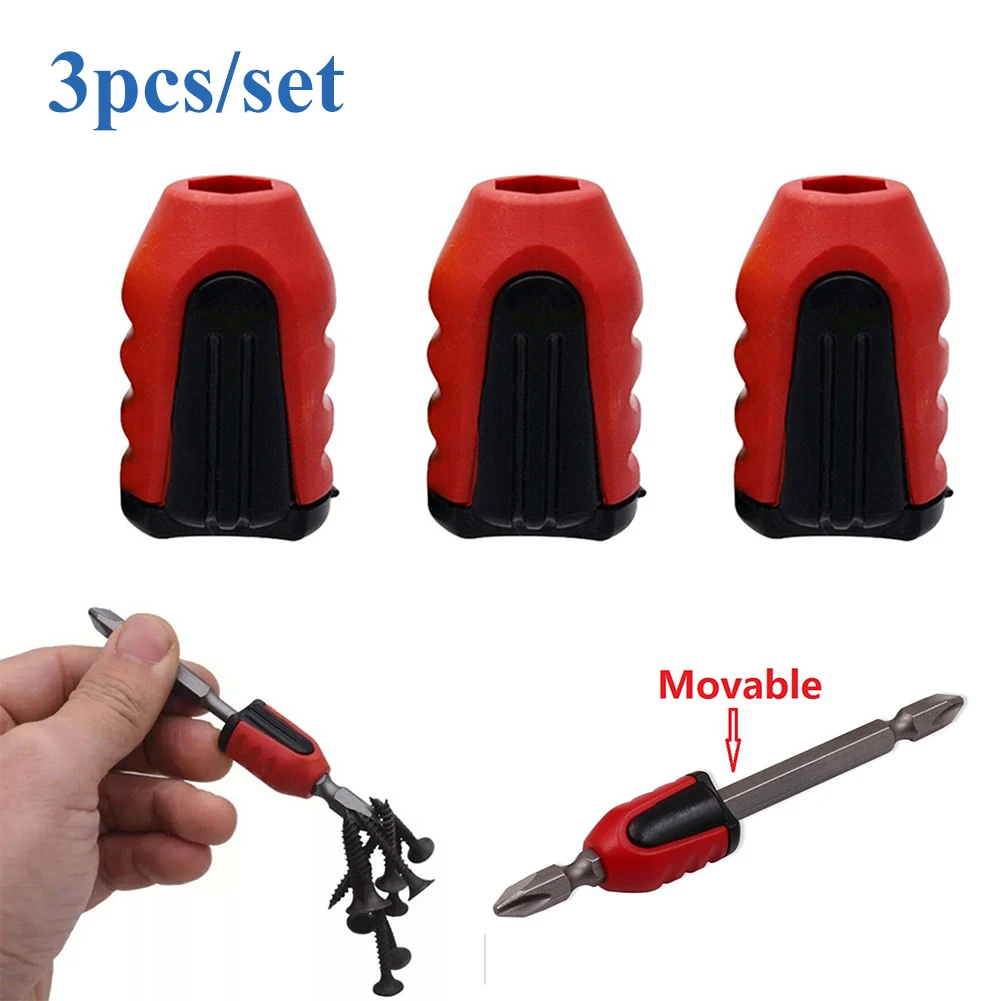 3pcs Screwdriver Bit Magnetic Ring 1/4'' Shank Screwdriver Bit Head 2 In 1 Magnetizer Demagnetizer For Electric Screw Bit