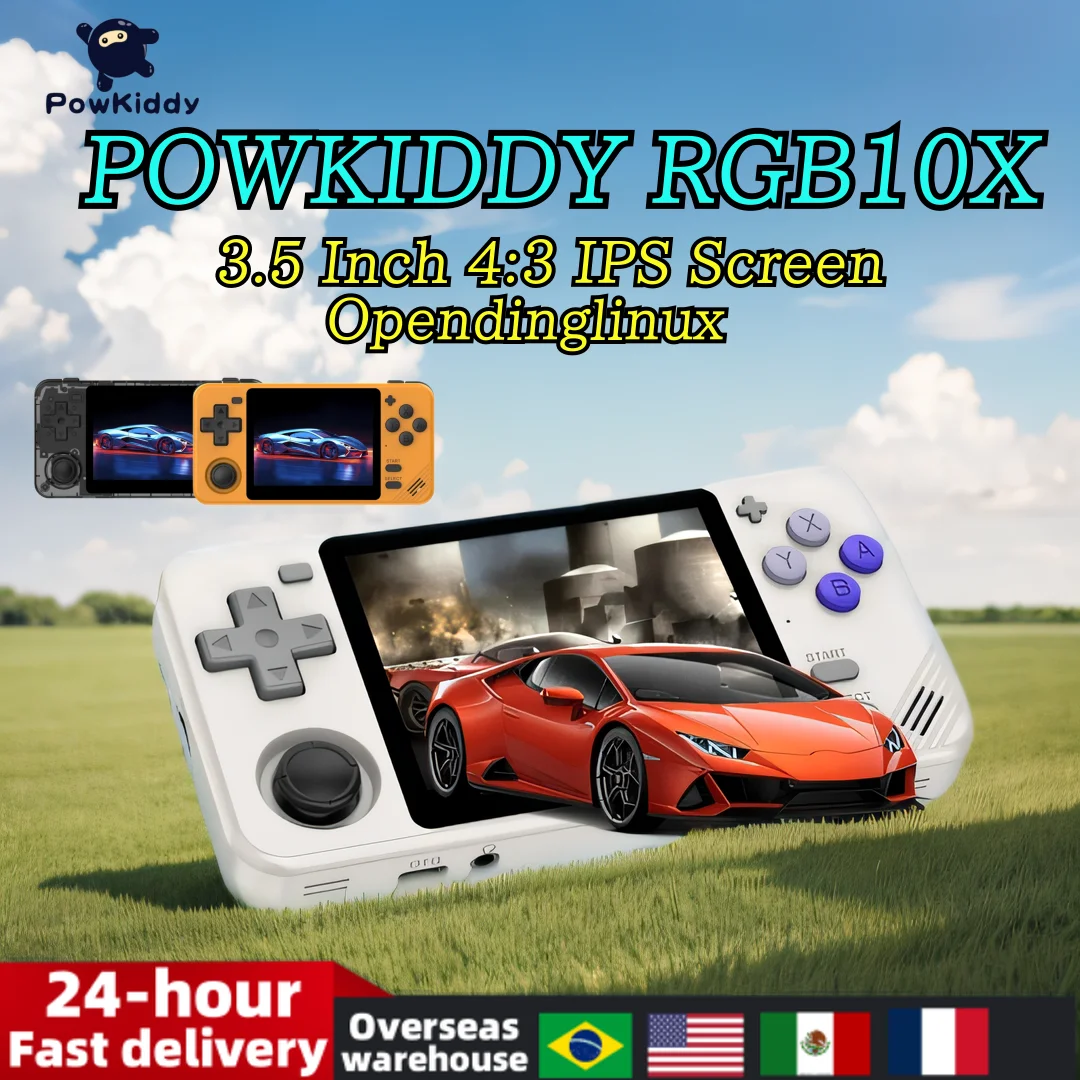 POWKIDDY RGB10X Retro Handheld Game Console 3.5 Inch 4:3 IPS Screen Portable Video Game Players Opendinglinux RK3326 Gift