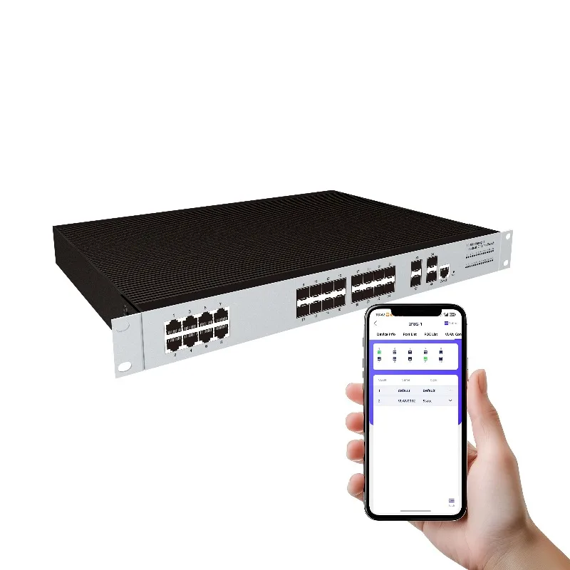 28 Port Industrial L3 Ethernet Cloud Management Switch 10/100/1000Mbps SNMP QoS 128Gbps Supports Web/Mobile App