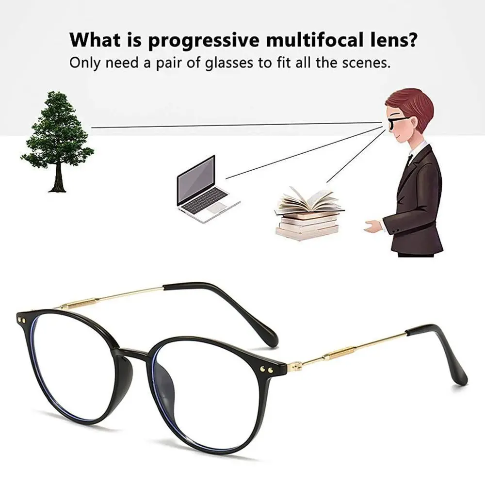 Blue Ray Blocking Anti-Blaulicht-Lesebrille Multifokale progressive Nah-Fern-Rundbrille PC-Augenschutz