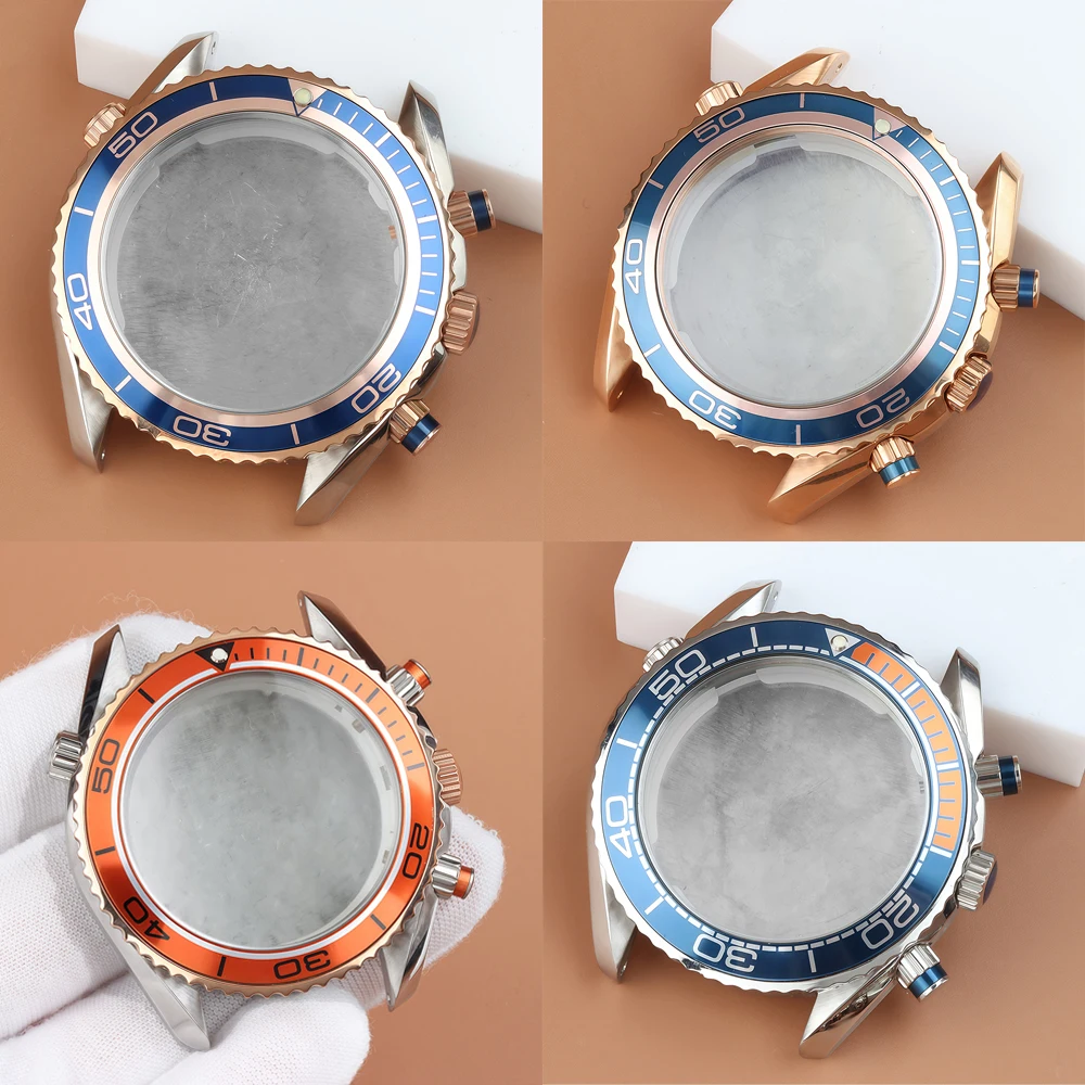 

Корпус для часов VK63 FIT Seamaster 600, 45,5 мм, мужские часы для дайвинга, корпус из нержавеющей стали, браслет из нержавеющей стали для Seiko VK63 VK64, кварцевый механизм