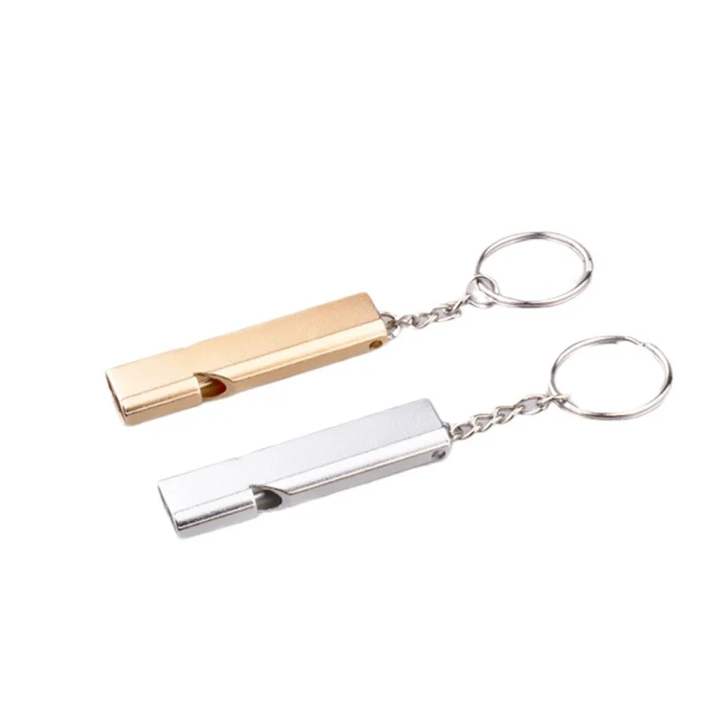 Двухтрубный плоский алюминиевый сплав для тренировок на открытом воздухе, свисток для выживания, двухчастотный спасательный свисток EDC, голубиный свисток, карты судьи Двухтрубный плоский алюминиевый сплав для тренировок на открытом воздухе, свисток для выживания, двухчастотный спасательный свисток EDC, голубиный свисток, карты судьи