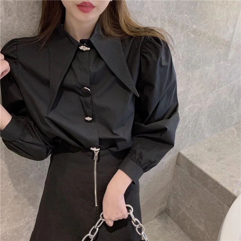High Street Button Loose Shirt Tops Long Sleeve All-match Youth Fashion Blouse Spring Autumn New Vintage Elegant Women Clothing