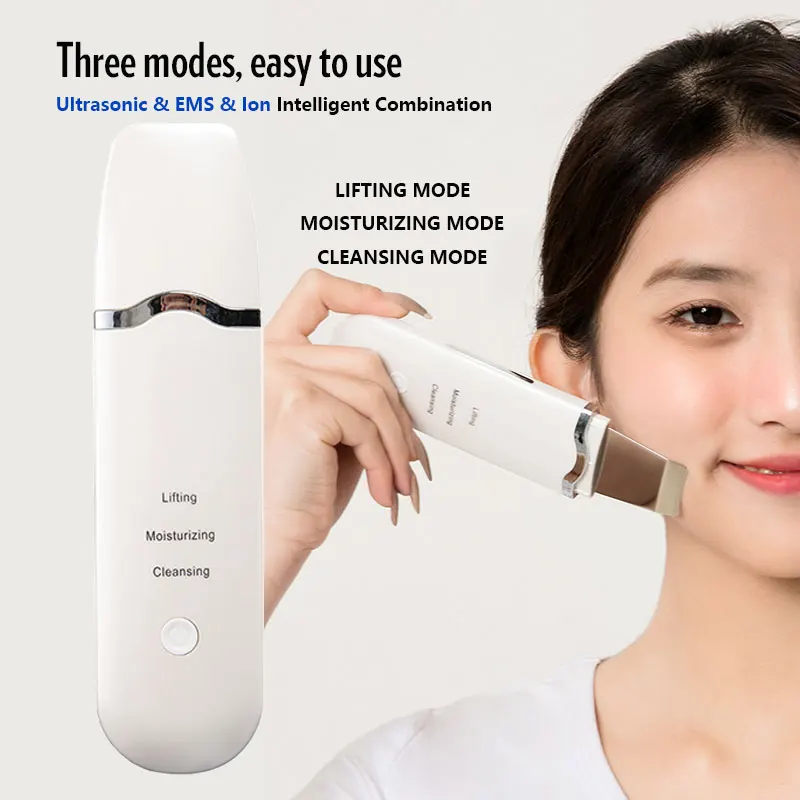 Ultrasonic Skin Scrubber Deep Face Cleansing Machine Peeling Shovel Home Use Facial Pore Cleaner Lift Beauty Instrument