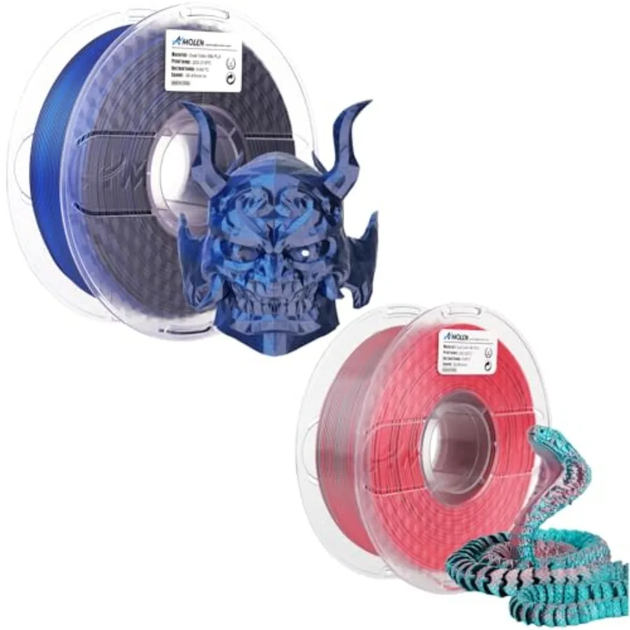 

Silk PLA 3D printer filament for desktop printers silk-finish PLA black-blue and blue-green coral dual-color smooth glossy surf