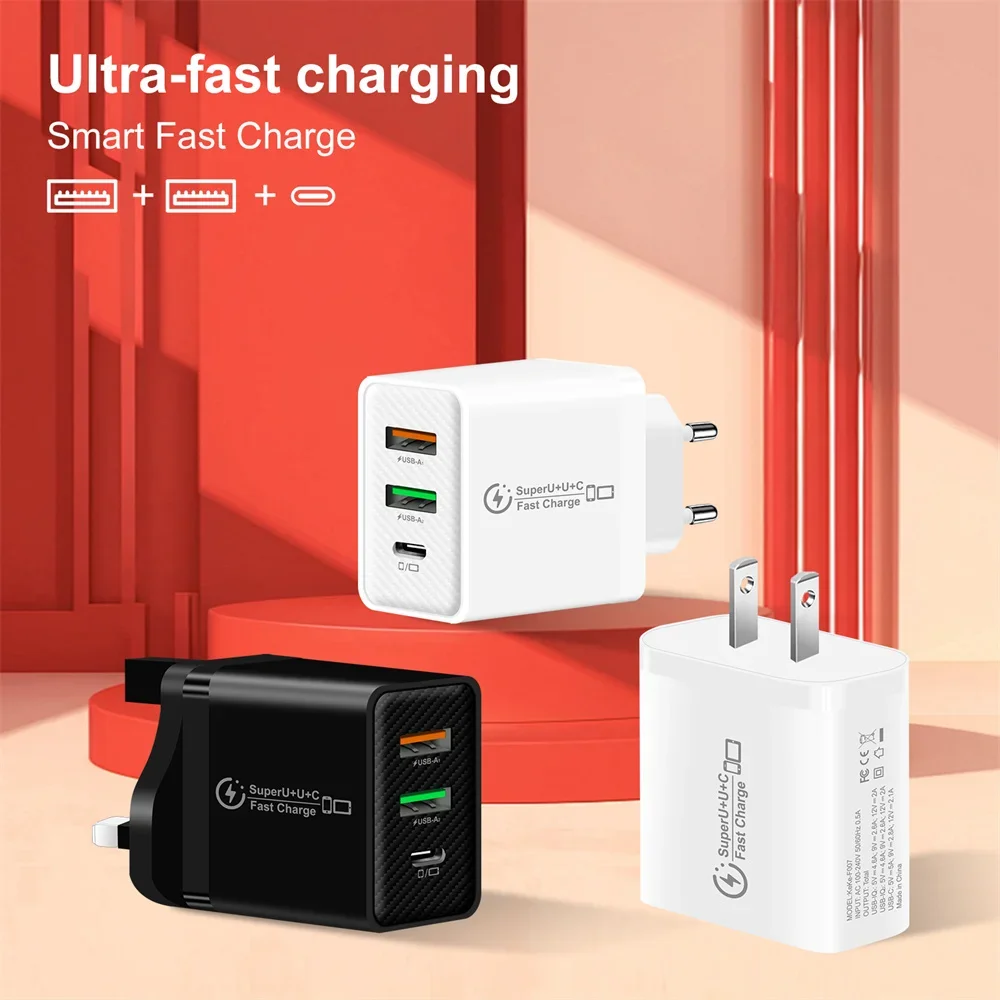 الهاتف المحمول USB C شاحن 48 واط PD شحن سريع نوع C الجدار محول آيفون 16 برو ماكس Xiaomi 15 13 14 سامسونج S23 S24