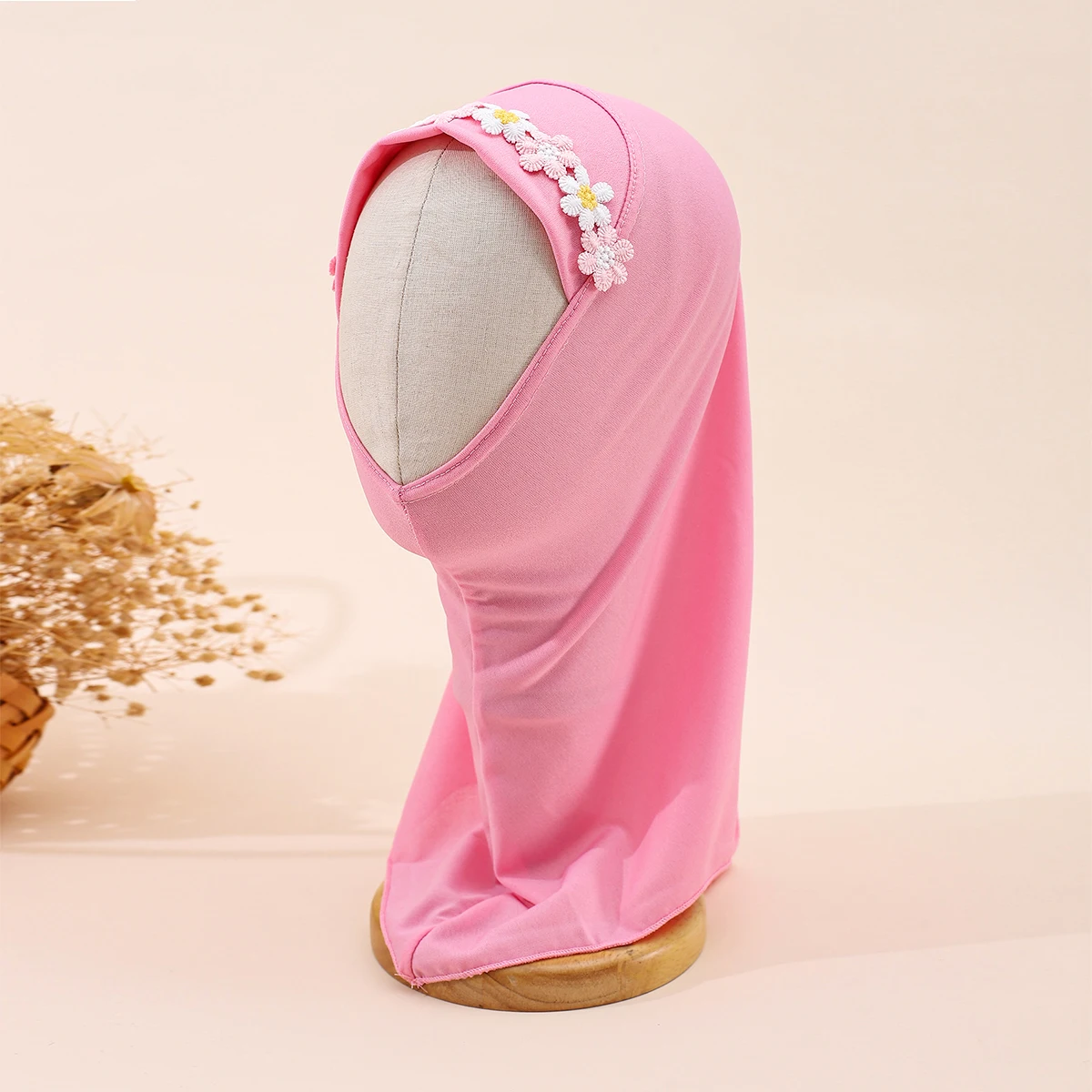 1 قطعة قبعات الحجاب زهرة فتاة وشاح عربي إسلامي حجاب إسلامي قبعة أميرة سحب على غطاء الرأس وشاح فتاة جميل 2-6 سنة