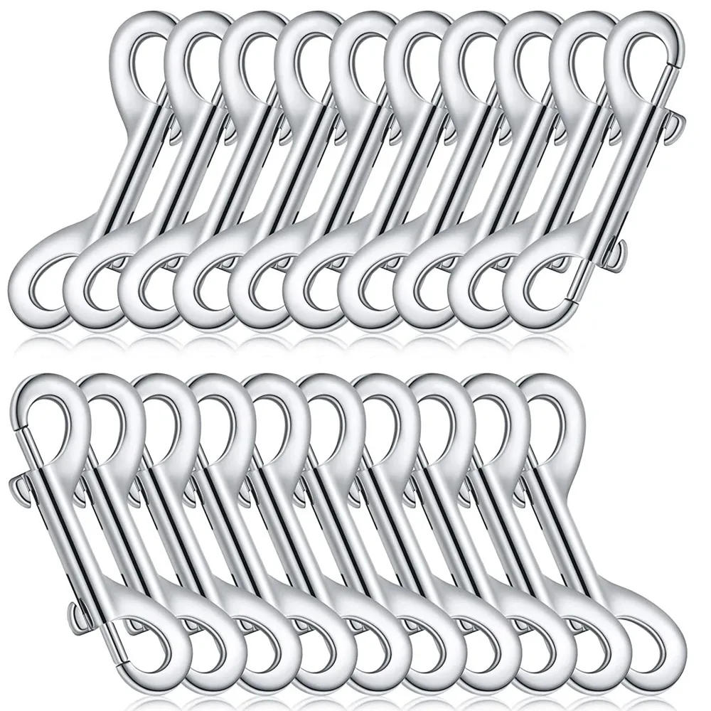 20pcs Double Head Bolt Snaps Hooks Zinc Alloy Trigger Chain Metal Clips Key Holder