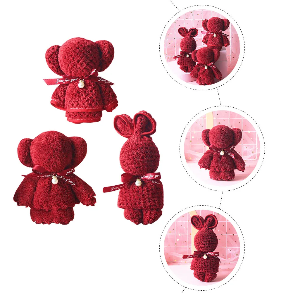 

3Pcs Bear Towel Excellent Gift Idea Soft After Wash No Scratch Safe for Sensitive Skin Multi Scene Usage Home Accessory