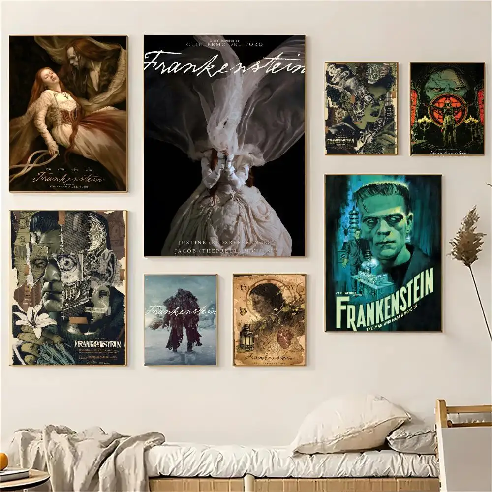 Frankenstein Movie CanvasWallArt Poster Self-adhesive Living Room Bedroom Party Bar Decor Moisture-proof Fade-resistant HD