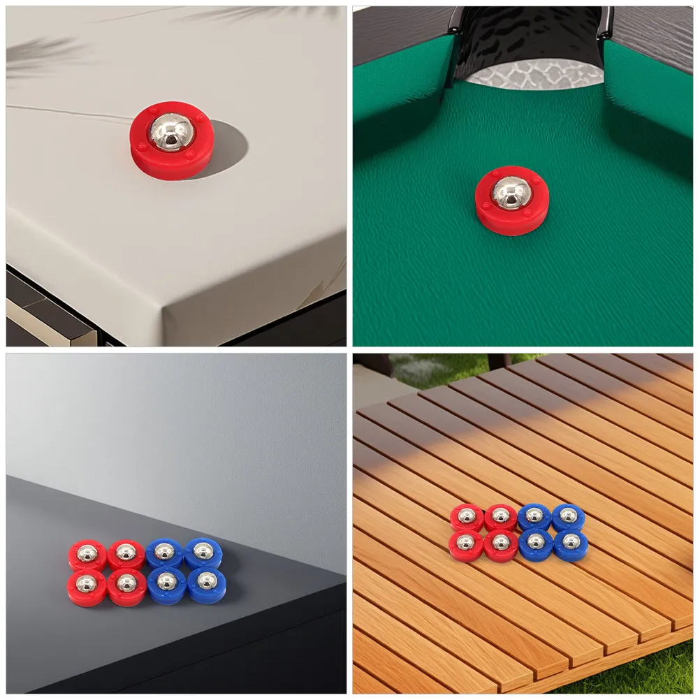 Image 6: Lot de 10 mini-pucks de shuffleboard – Jeu de balle roulante de table pour enfants – Divertissement intérieur – Rangement portable – Installation facile – Acier