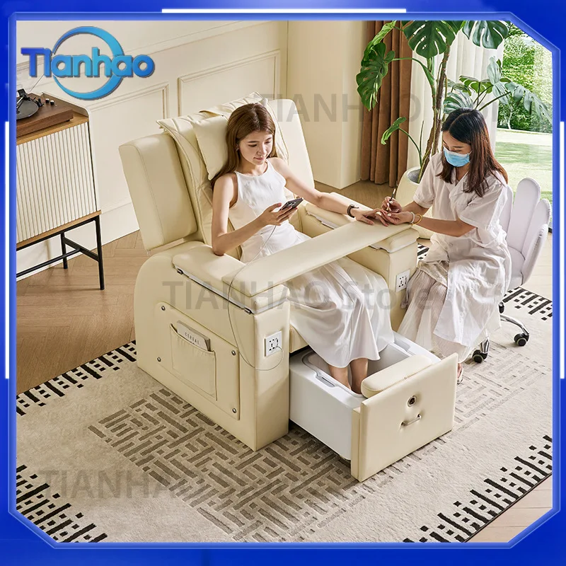 Electric Nail Art Sofa for Eyelash and Nail Salon Lying Massage Foot Bath Chair Manicure Pedicure Foot Sofa Without Water