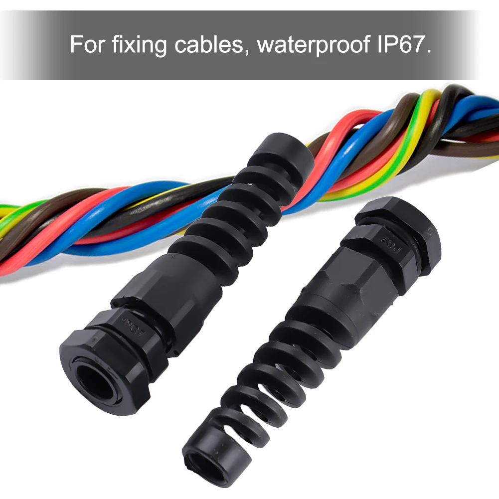 

IP67 Waterproof Cable Gland Connectors 5 Pack Strain Relief for Electrical Equipment and Mechanical Control Boxes