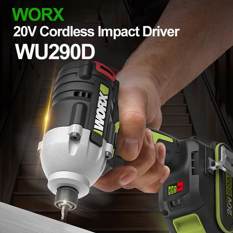 Imagem -06 - Worx Wu29d 20v Motorista de Impacto sem Fio Chave de Fenda Brushless Motor Multifuncional Broca Ferramenta Elétrica da Bateria de Lítio Retorno Livre