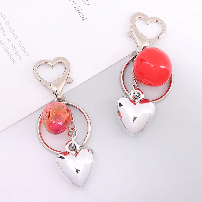 Portable Heart Shaped Keychain Bag Charm Silver Color Love Keyring With Delicate Pendant Fashionable Wallet Camera Accessory