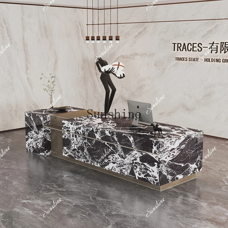 MHigh-end slate marble reception training institution hall sales office bar table
