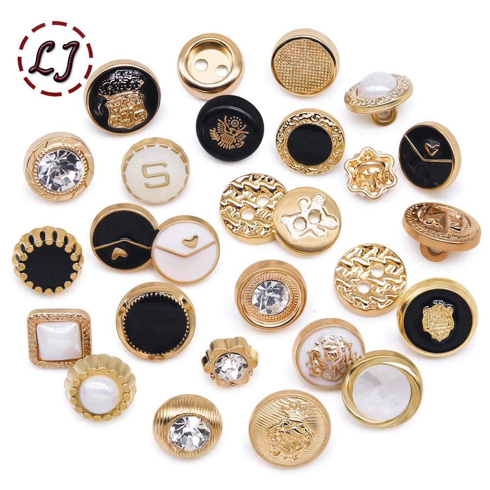 New 10pcs/lot Fashion Gold Small Metal Buttons For Shirt Women Men Sweaters Clothing Sewing Button Handmade DIY Accessories