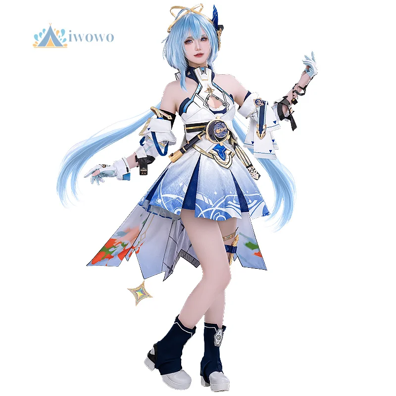

Anime Game Honkai Impact Cosplay Cosmic Expression Costume Blue Wig Star Track Printe Dress Uniform Halloween Carnival Suit