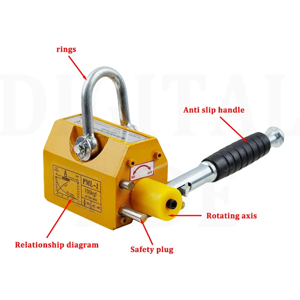 Magnetic Lifter 200KG Heavy Duty Lifting Magnet Hoist For Doing Steel Projects Heavy Industry Hoisting Magnet