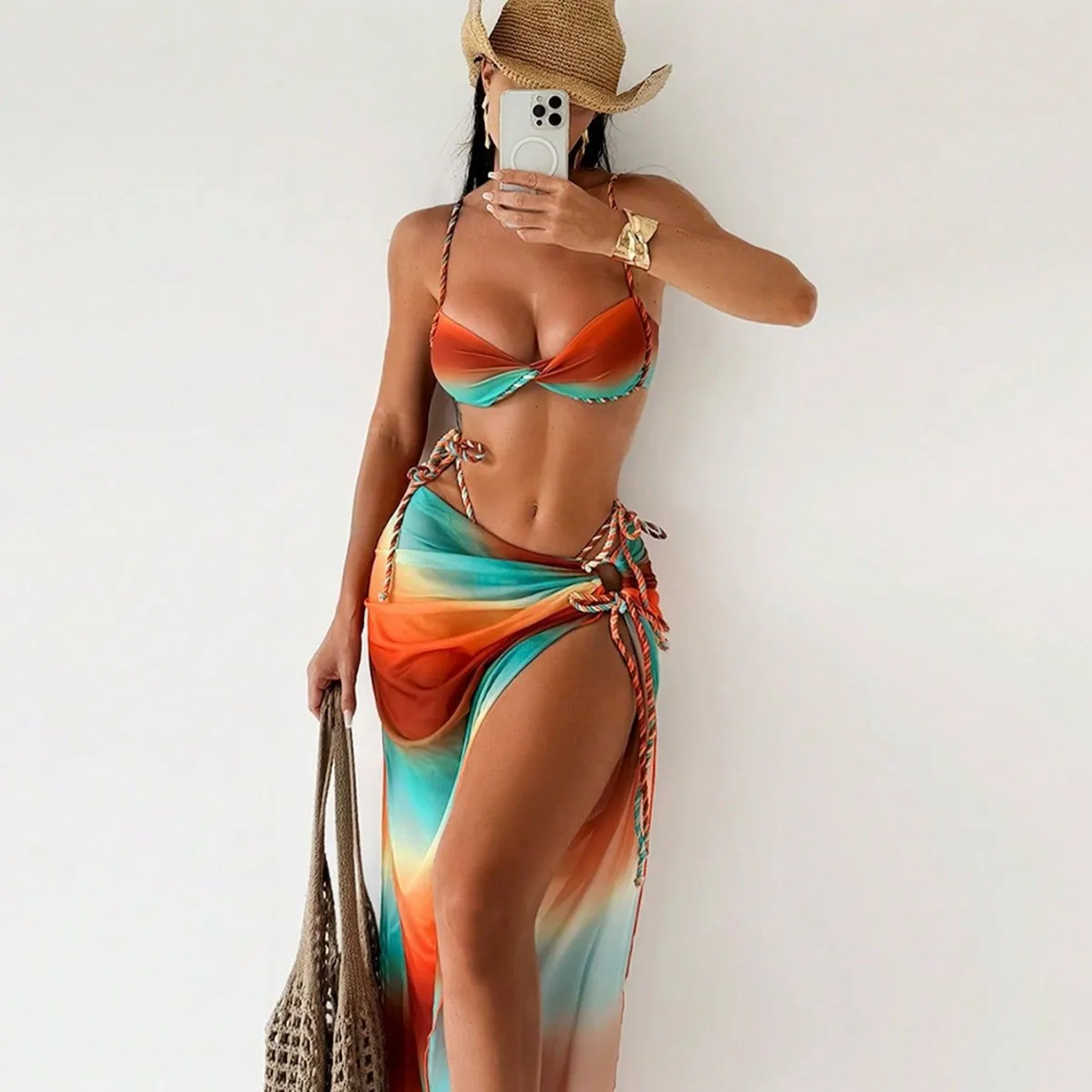 2025 النمط البرازيلي غير النظامية التعادل صبغ حبل مضفر التطهير بيكيني فستان مثير رفع عالية الخصر البيكينيات مايوه دي باين فام #1