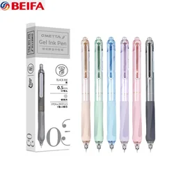 Beifa Gel Pens 0.5mm Mute Press Morandi Color Kawaii Stationery ST Nib Anti Fatigue Pen-holder Durable Office School Supplies