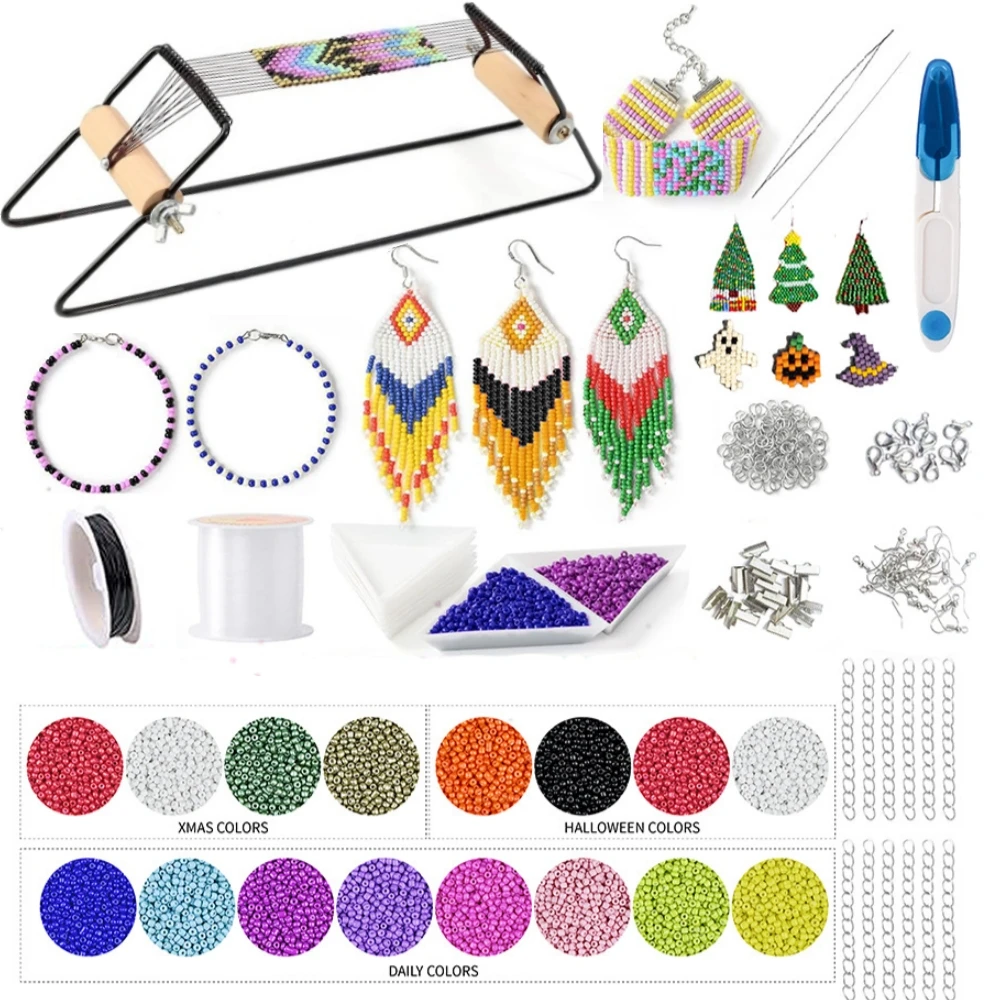 DIY Bead Loom Kit for Jewelry Bracelets Earrings Necklaces Making Handmade Beading Loom Kits Weaving Knitting Machine Craft Tool