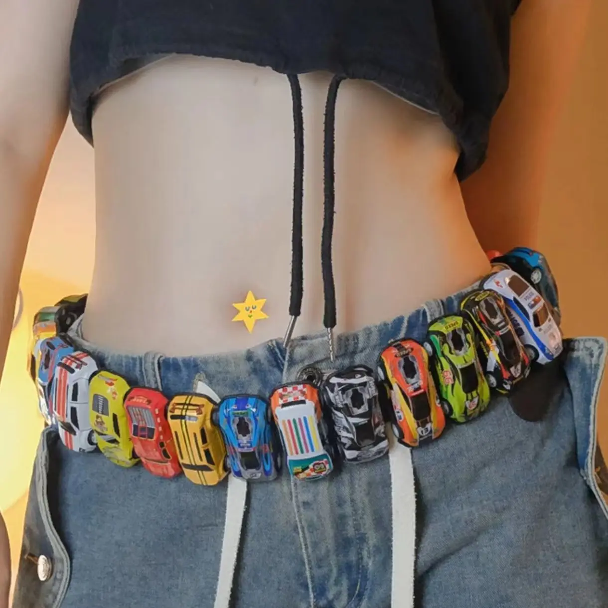 Creative Racing Model Belt Y2k Streetwear 18pcs Cars Model Decorative Belt For Men Women Clothes Accessories